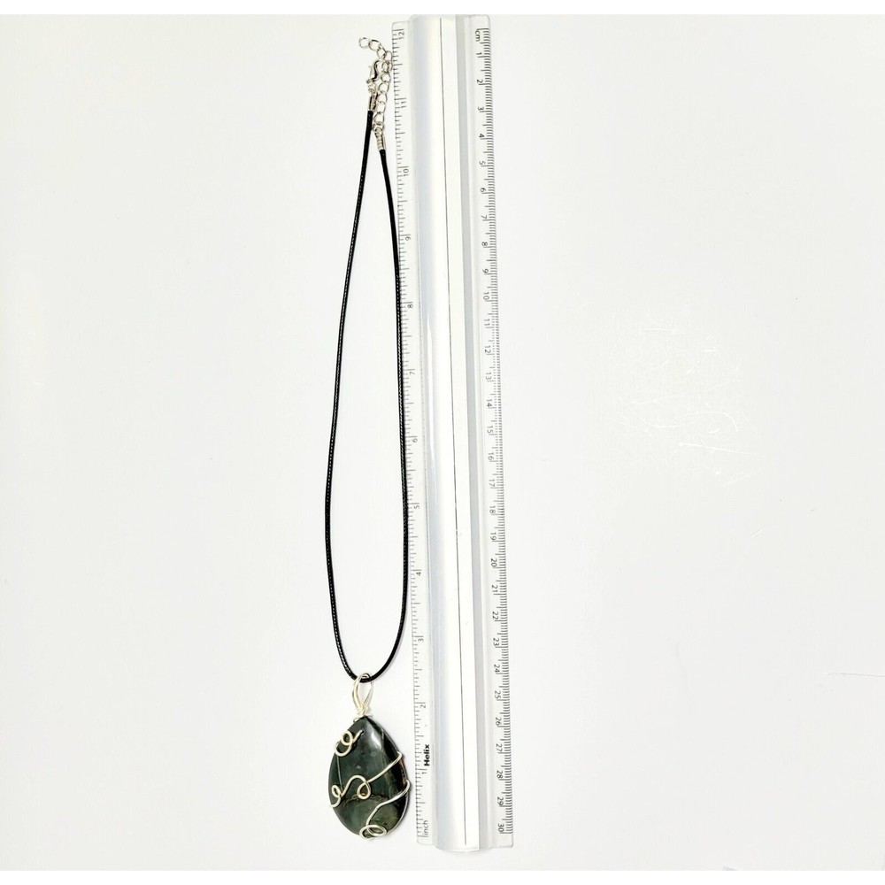 Artisan Wire Wrapped Agate Genuine Gemstone Cabochon Pendant Necklace Green New! - Picture 4 of 6